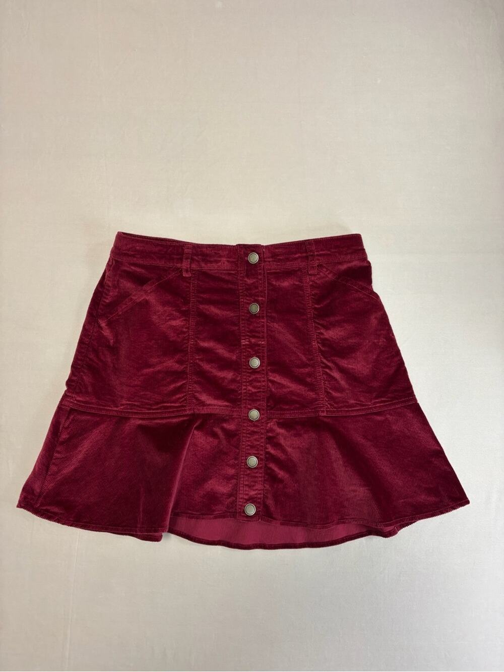 Draper James Burgundy Button-Front Corduroy A-Line Skirt Women’s Size 12